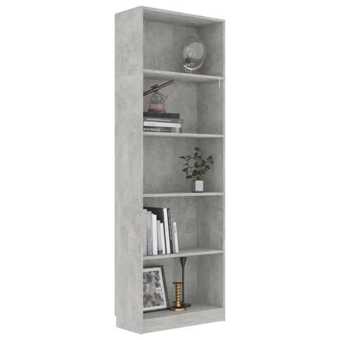 Bibliothèque Étagère de Rangement VIDAXL 5 niveaux Gris béton - 60x24x175cm Bois ingénierie B255