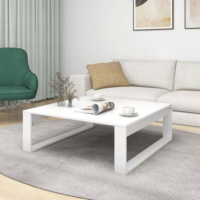 Table basse Table de salon VIDAXL Blanc 100x100x35 cm Bois d’ingénierie T478