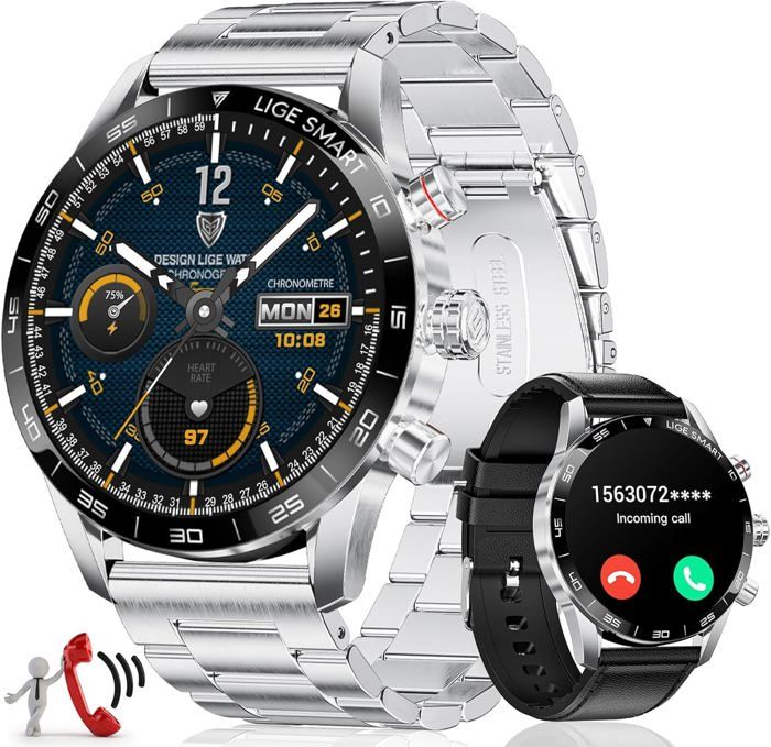 Montre Connectée Homme 1 43Amoled Montre Connectée Avec Appel Bluetooth Assistant Vocal 2 Bracelets 124 Modes Sportifs Autonomie Montre Connectée Homme 1 43Amoled Montre Connectée Avec Appel Bluetooth Assistant Vocal 2 Bracelets 124 Modes Sportifs Autonomie