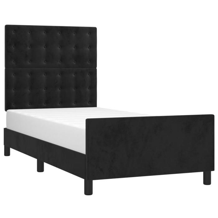 Bon plan Lit simple pour adolescent/Adulte Cadre de lit - Non matelas - noir 90x190cm velours - Pour chambre Thome9768596