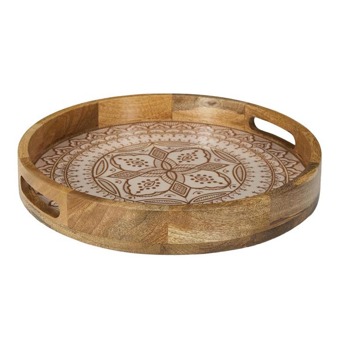 Plateau Rond - HOME DECO FACTORY - Dune - Manguiers - Terracotta - Marron