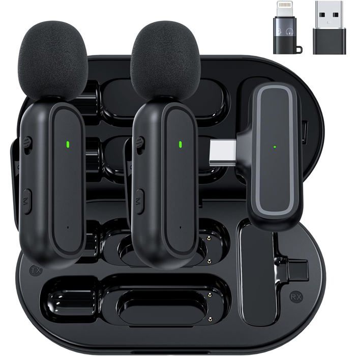 Micro Cravate Sans Fil Iphone Microphone Lavalier Sans Fil LIUWID - Kit Complet Pour Création Vidéo Et Vlogging Ring Light
