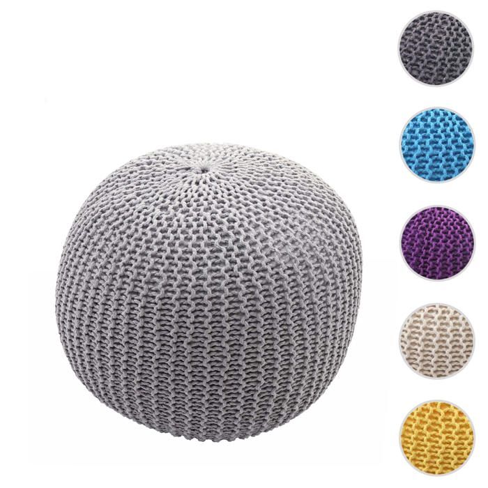 Pouf HWC-E16 à grosses mailles 40x50cm gris