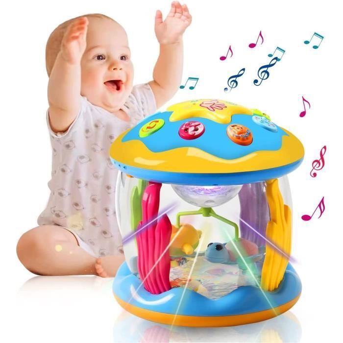 Jouet Musical Bébé - Projecteur Rotatif - Interactif - Musique et Lumière - Thème Océan