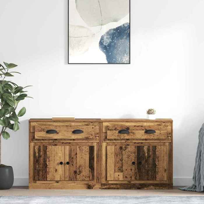 Moderne Buffets 2 pcsBuffet bahut - Commode/Buffet salon contemporain - Bois Ancien 70 x 355 x 675 cm Bois