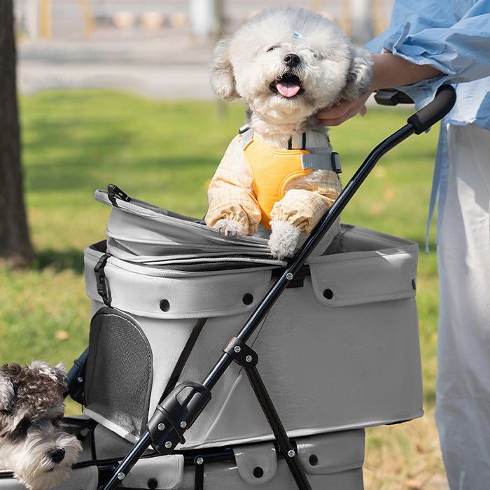 Meilleurs prix pour CHARIOT POUR ANIMAUX À DOUBLE COUCHE YQINGMAOY À DEUX NIVEAUX RESPIRANT PRATIQUE 32 × 63 × 95 CM GRIS