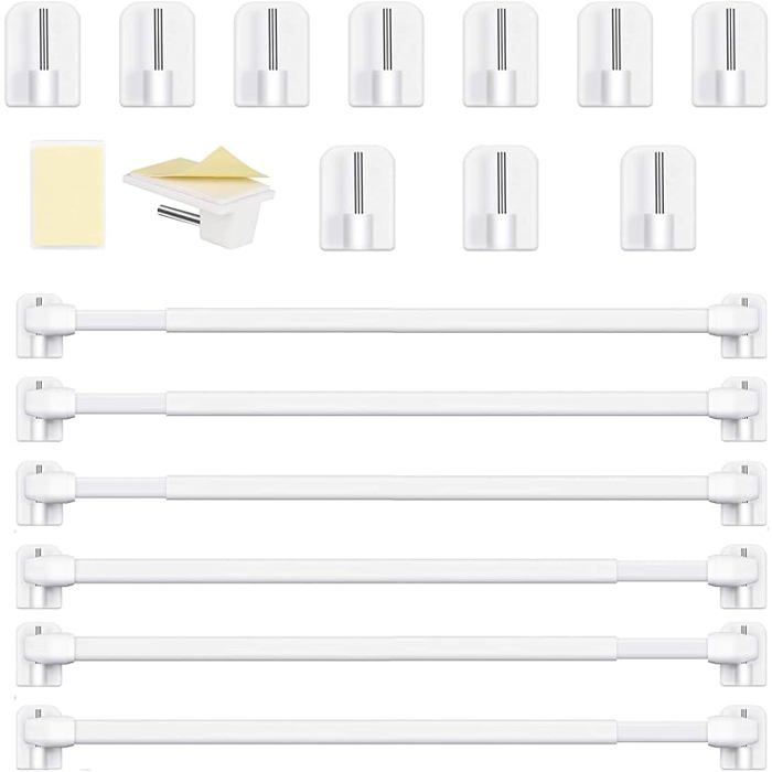 Tringle à Rideaux Extensible 30-50 Cm Sans Perçage – Barre Noire Adhésive + Crochets, Idéale Voilage