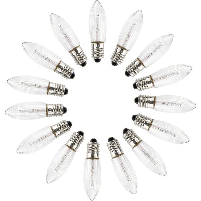 TRAHOO-15 x Ampoules de Rechange AC E10 10v-55V 0.2W 3000K Pour Guirlande Lumineuse Guirlandes de Noël Arche Lumineuse Chan[J341]