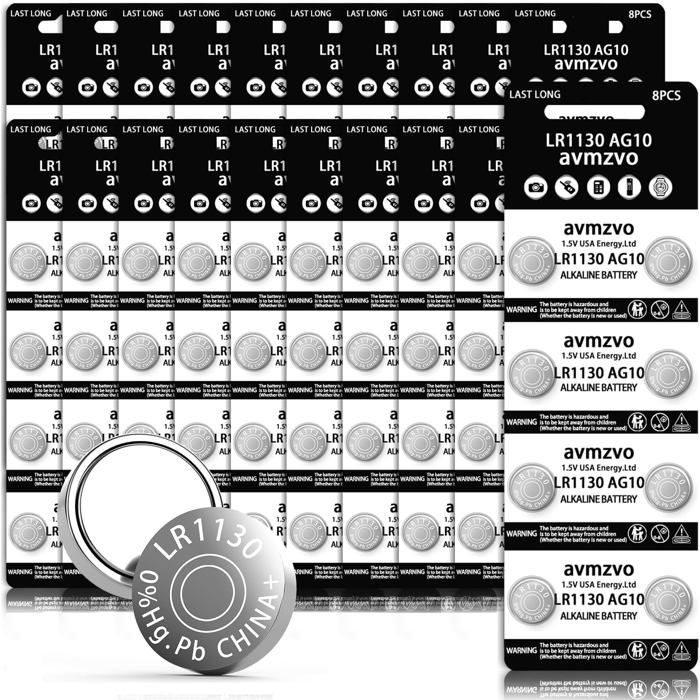 Piles Bouton LR1130 AG10 LR 1130 1,5 V (64 Pièces) LR54 1131 189 Piles
