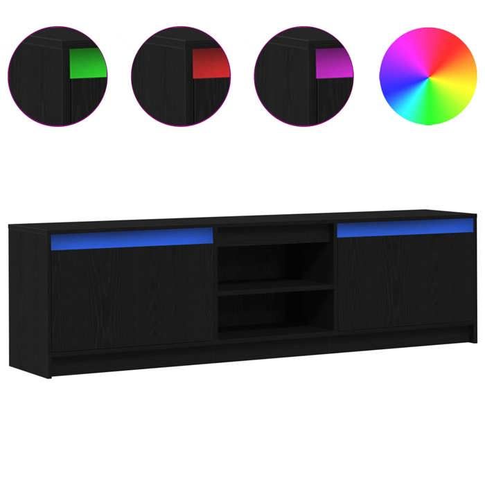SALE Janvier MODERNE Armoires TV - MGH - Meubles TV 2 pcs - Pour salon - Noir 180x34x50 cm - Bois dingénierie TT4163