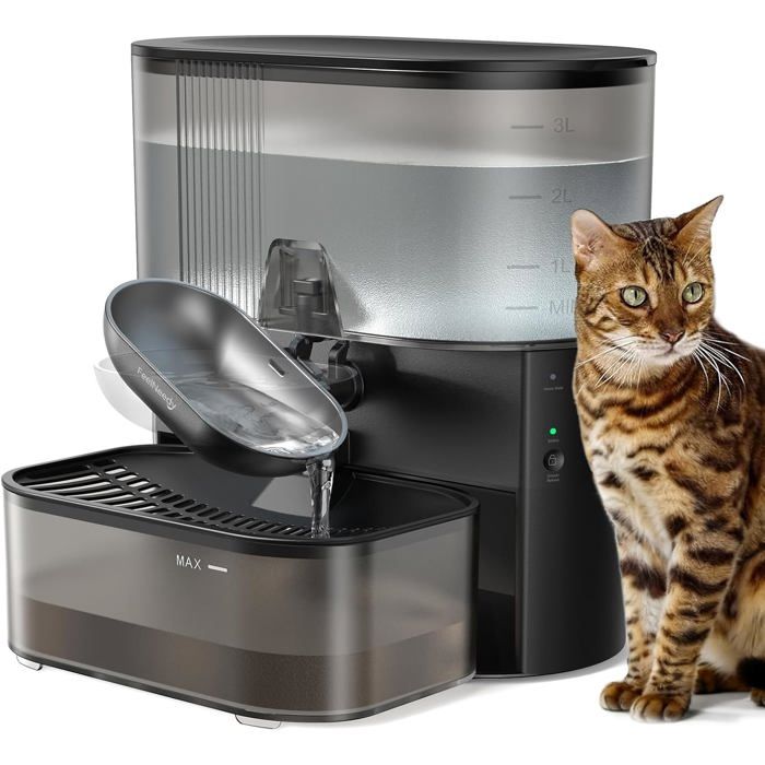 Meilleurs prix pour Fontaine À Eau Pour Chat Sans Fil/Sans FiltreEau Fraîche Séparée De LEau Usée Sans CircuitBatterie 2000Mah Cuvette Acie[YF77]