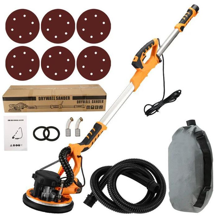 Ponceuse girafe de 9 pouces 1 390 W 6 vitesses avec système daspiration intégré lampe LED et manche télescopique
