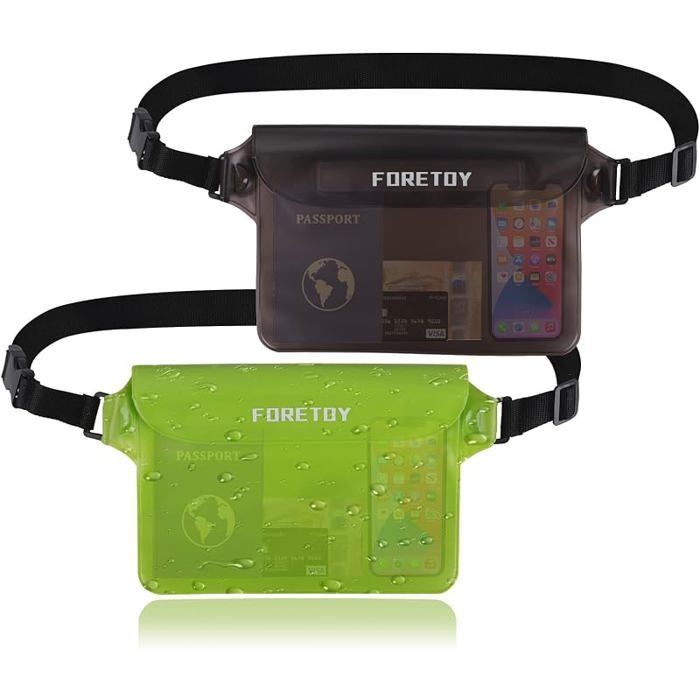 Pochette Etanche 2Pcs Sac Etanche avec Sangle Régble Pochette Étanche Impermeable 100% Super Léger Protège Gris + Vert