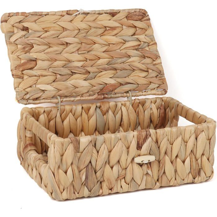 Panier rectangulaire osier et jonc de mer avec couvercle - 33 x 25 x 18 cm finition naturelle organisateur maison Panier rectangulaire osier et jonc de mer avec couvercle - 33 x 25 x 18 cm finition naturelle organisateur maison