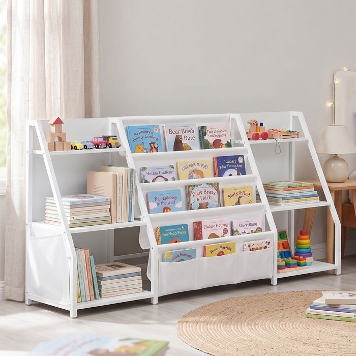 Meuble de Rangement pour Enfant Bibliothèque et Étagère à Jouets 148 x 30 x 75 cm Blanc