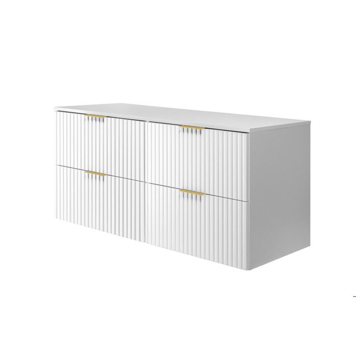 Meuble vasque - 3XE LIVING - 120 cm (2 x 60) - Blanc - À suspendre - 4 tiroirs