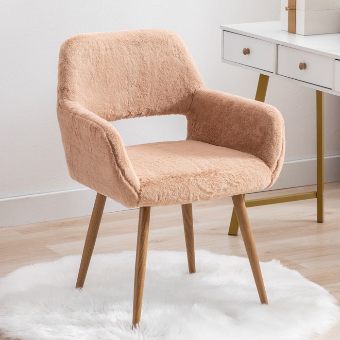 Chaise camel en peluche accoudoirs confortables piètement acier style moderne durable pour usage quotidien