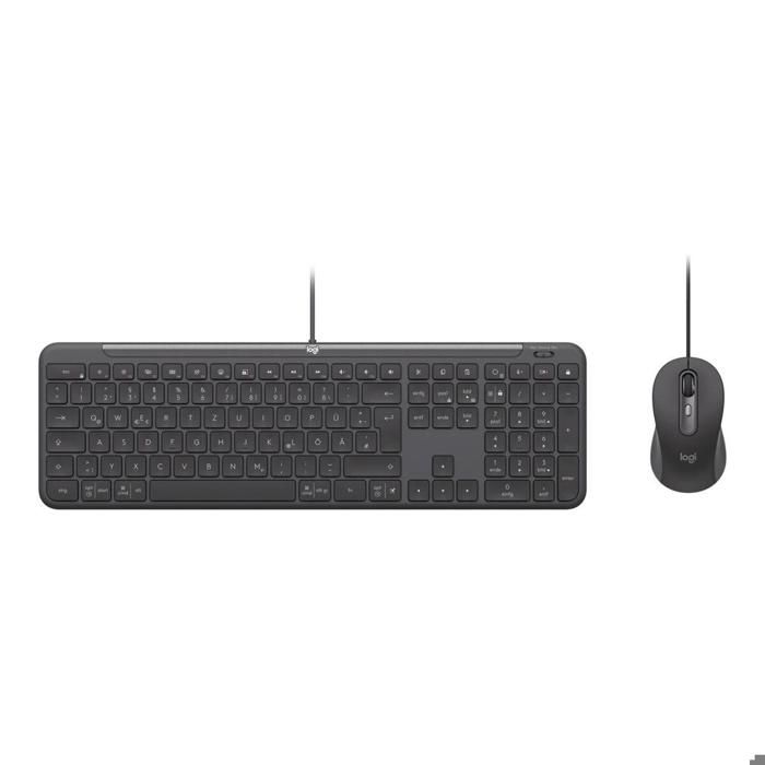 Logitech Set clavier-souris - MK620 - Graphite - Filaire USB-C 1 8 m - Souris 100–4000 DPI ambidextre