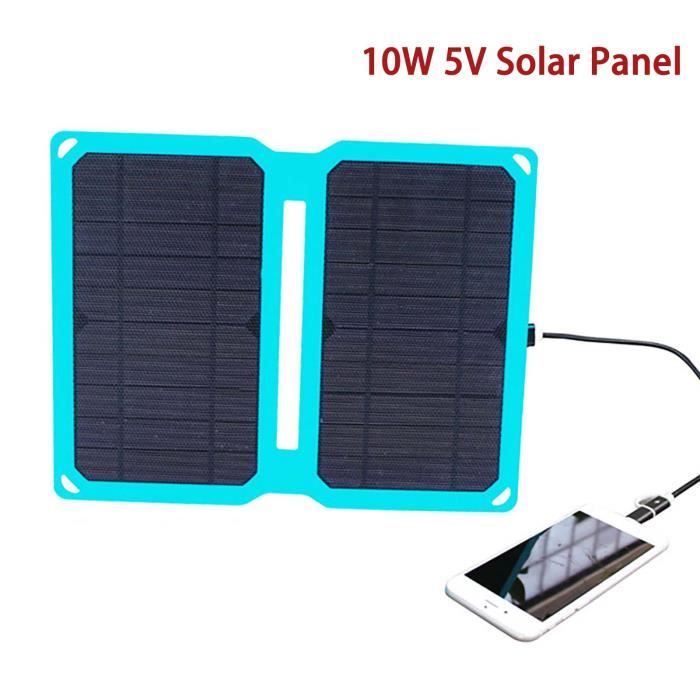 Chargeur Solaire Extérieur 10W 5V Avec Clip - Panneau Polycristallin Pour Lampes, Camping, Etc.