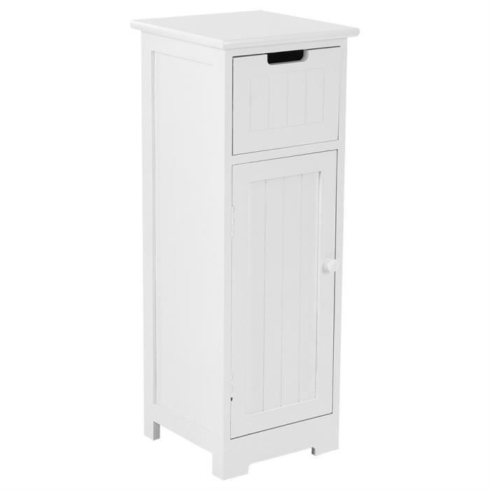 Meuble De Salle De Bain Sur Pied Meuble De Rangement Armoire D Angle 1 Tiroir Et 1 Porte Colonne Meuble Bas De Salle De Bain Cdiscount Maison