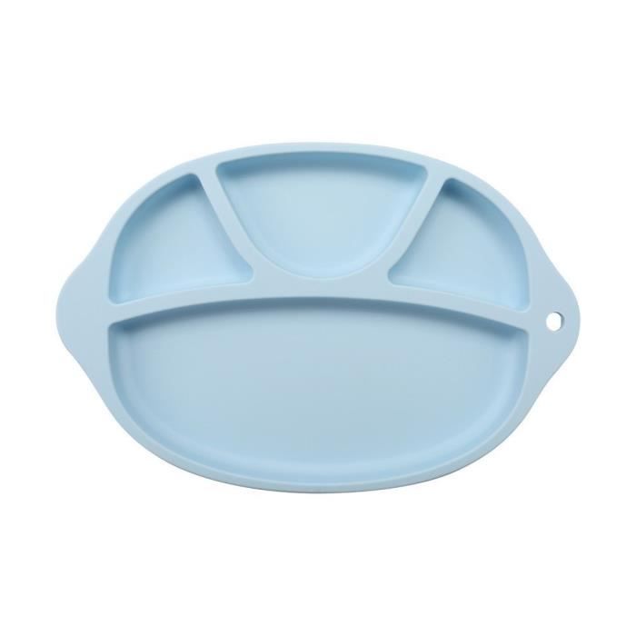 Ecent Plateau De Silicone Assiette Bol Antiderapant Avec 4 Compartiments 2 Poignees Pour Bebe Enfant Bleu Cdiscount Puericulture Eveil Bebe