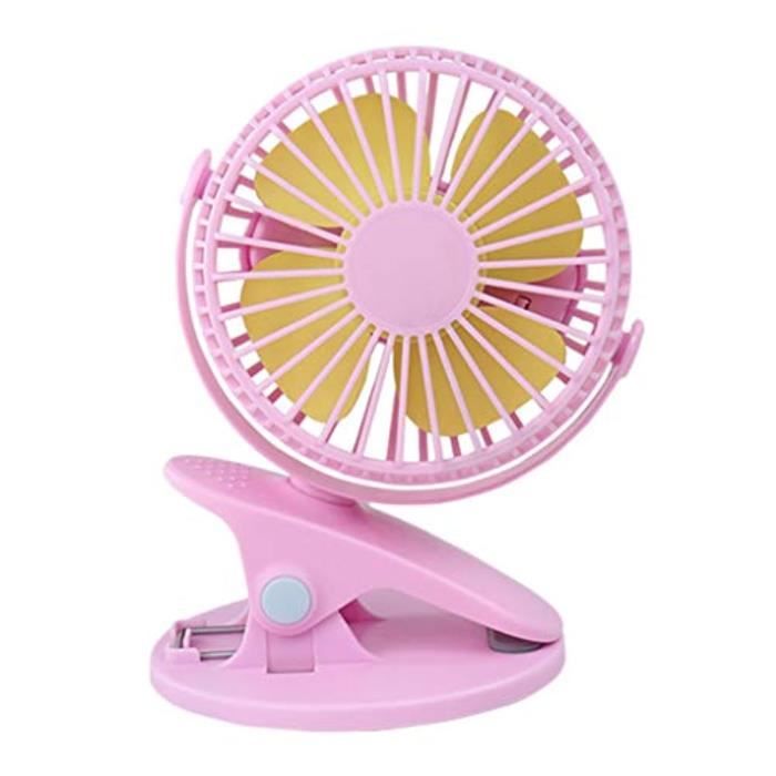 Mini Ventilateur De Bureau USB Rechargeable 1800mAh - 3 Vitesses, Léger Et Silencieux, Avec Lumière LED - Idéal Maison, Bureau, Voyage (Rose