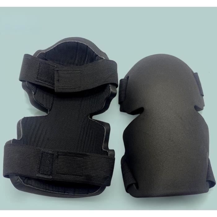 Lot De 2 Genouillères De Travail Avec Rembourrage Mousse - Sangles Réglables, Noir, Taille Unique