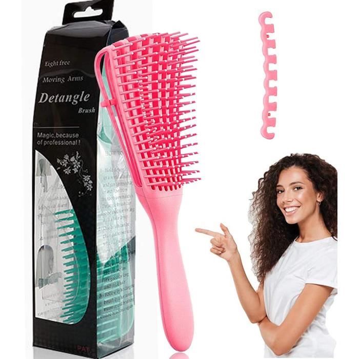 Almencla Peigne à dents larges Peigne démêlant léger Mini brosse à cheveux  professionnelle Peigne à cheveux pour femmes hommes bouclés humides ondulés  épais Rouge