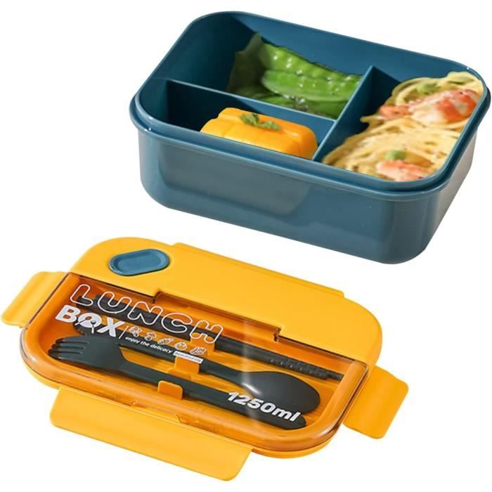 Lunch Box 1250 Ml Boite Repas Avec 3 Compartiments Et Couverts Pour Bento  Box Pour Pique-Nique, Travail, Goûter, Micro Ondes[u501]