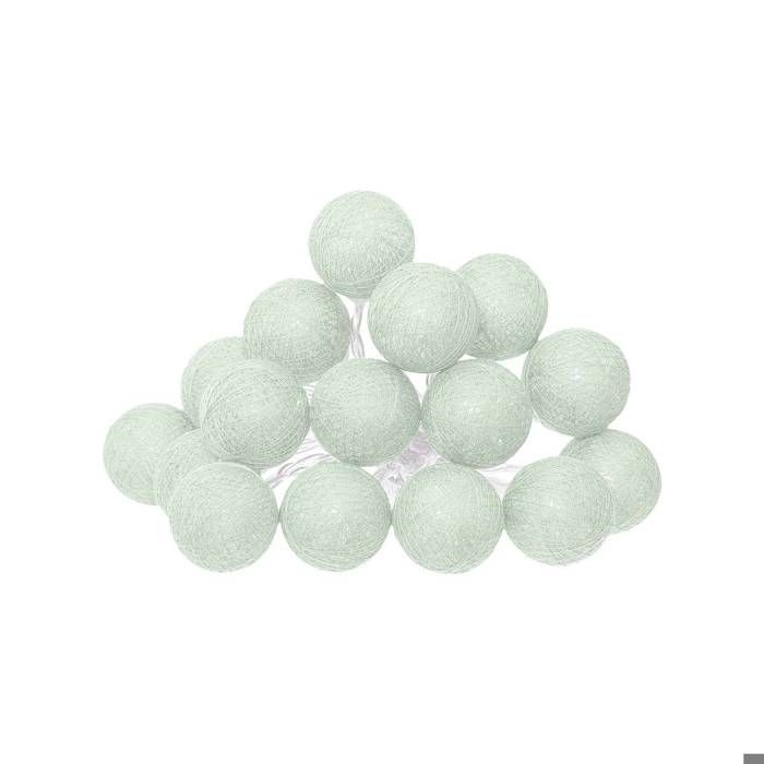 Guirlande LED 16 boules pile vert céladon L255cm - Atmosphera Créateur dintérieur