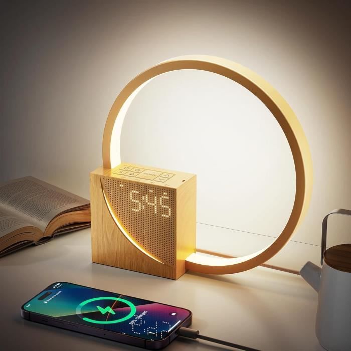 Lampe de chevet - INSSISAIN - Réveil par lumière - 10 sons naturels - 3 niveaux de luminosité