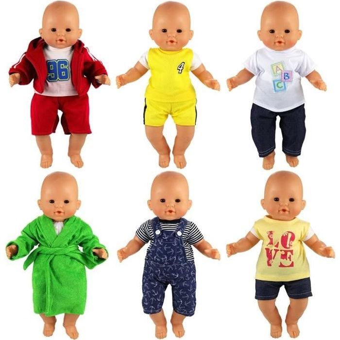 6 Ensembles Tenues colorees pour Poupée Poupon Vêtements Mignons à La Main  pour Poupée Corolle ou Poupée Poupon de 36 CM - Cdiscount Jeux - Jouets