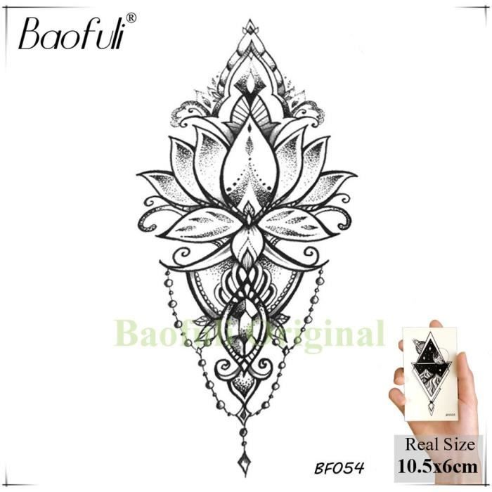 Tatouage Temporaire Bbf054 Femmes Sexy Henne Fleur Noir