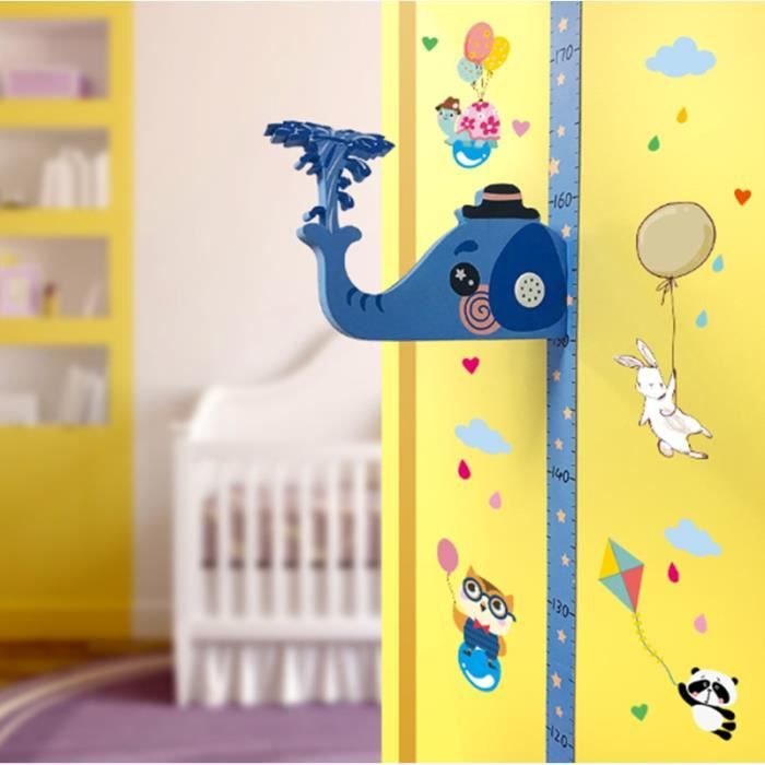 Marbeine 3d Regle Graduee Pour Toise Carton Animaux Sticker Mural