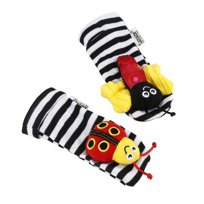 Luchild Hochets Poignet Et Chaussettes – 4 Pièces, Sensoriel, 0-12 Mois, Coton, Cloche, Papier De Verre, Cadeau Naissance