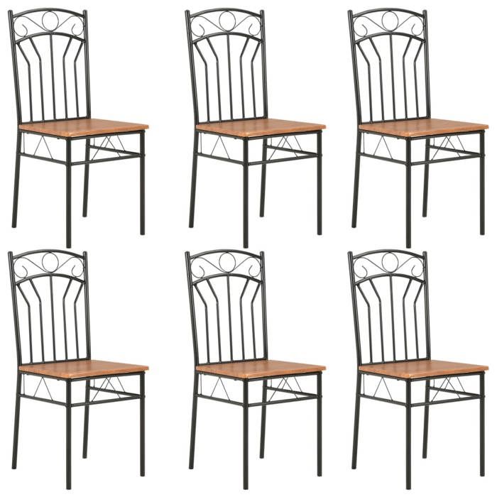 Lot de 6 chaises de salle a manger cuisine design simple et intemporel marron MDF CDS022581