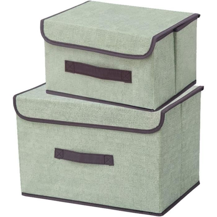 6 Boîtes De Rangement Pliables En Tissu Beige Avec Couvercle - Organiseur Garde-Robe 26cm & 36cm