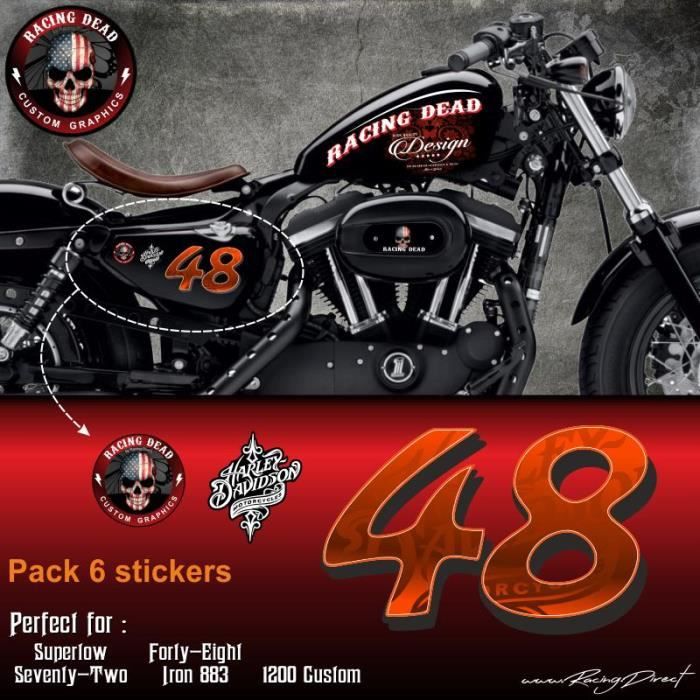 Stickers Harley Davidson Sportster 48 ORANGE pour Forty-eight Seventy-Two Iron 883 Superlow 1200 Custom - ADNAuto