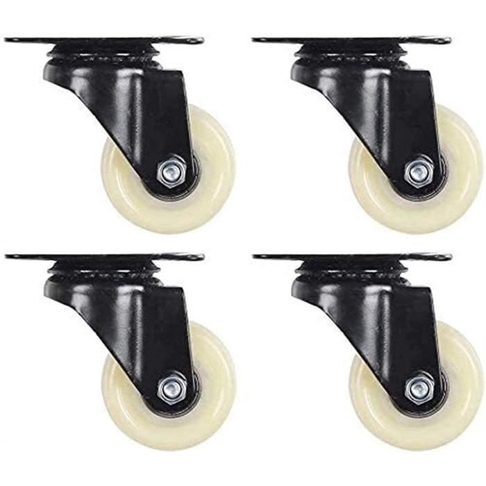 Lot 4 Roulettes Universelles 360° Pour Poussette & Trotteur – Pivotantes, Polypropylène Blanc, Montage Facile