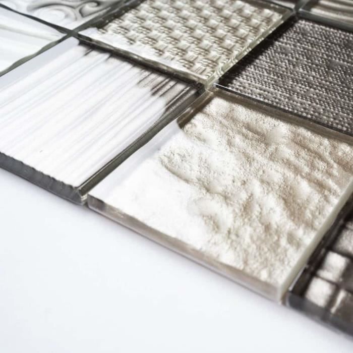 antevia france carrelage mosaique en verre 20 motifs au choix salle de bain cuisine salon carre marron gris cdiscount bricolage