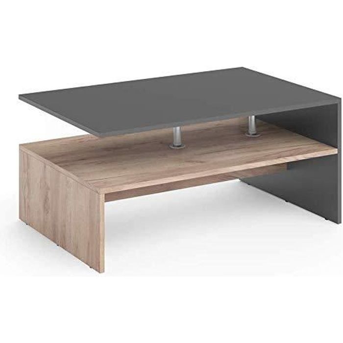 Table Basse Vicco Blanc - Moderne, 90x60x42 Cm, Avec étagères - Facile à Monter