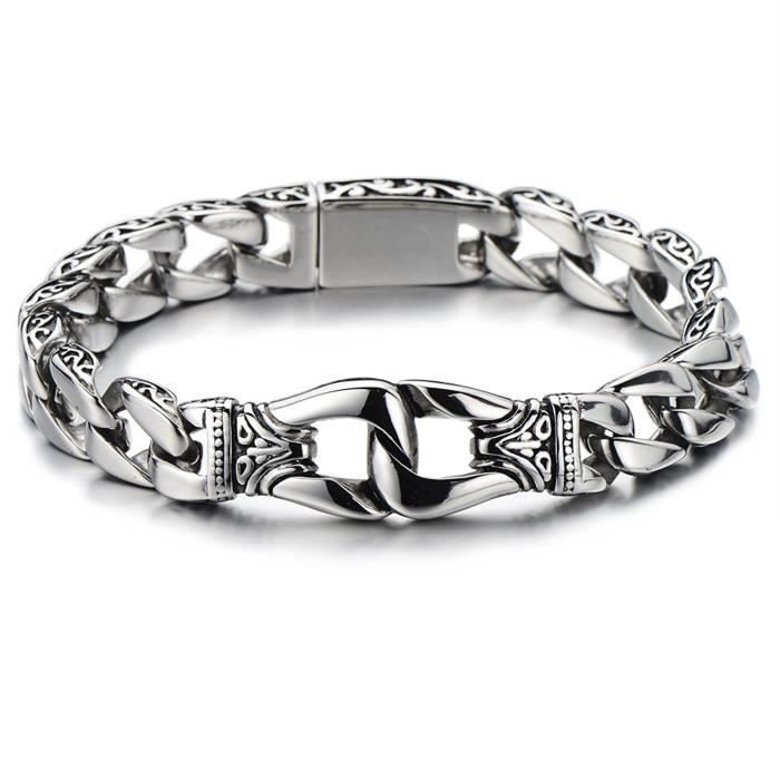 Couleur Couleur Or Acier Inoxydable Bracelet Homme Cha/îne Gourmette COOLSTEELANDBEYOND Grande Style Masculine