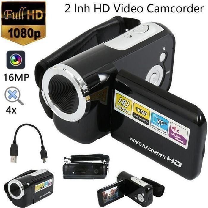 Caméra HD numérique mini DV neutre -noire - Caméscope Pro Caméra Vidéo Numérique DV 1080P FULL HD 2.0