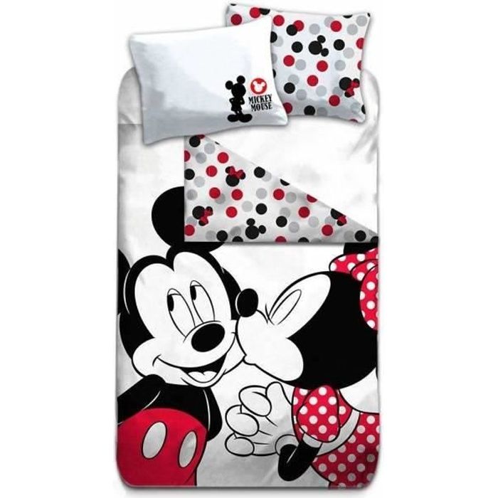 1 Housse de Couette 135 x 200 cm Disney Minnie Mouse Parure de lit pour Enfant Parure de lit pour Fille Motif Papillons 1 taie doreiller 80 x 80 100/% Coton