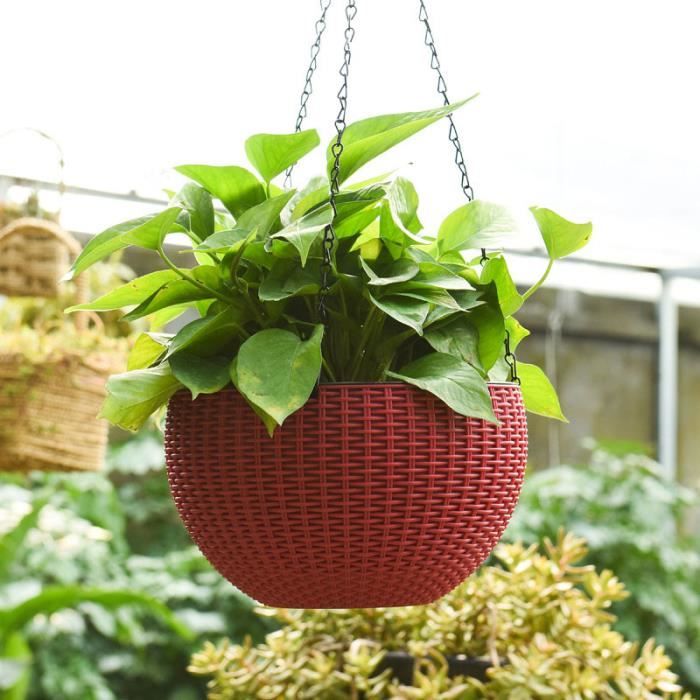 Jardiniere Suspendue Pot De Fleur Panier Rond Rotin Plastique