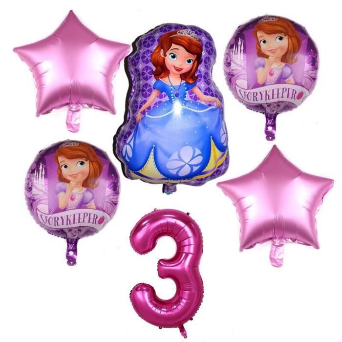 Princesse Sofia la première diapositives ballon fille anniversaire chiffre 2 3 4 5 6 Rose