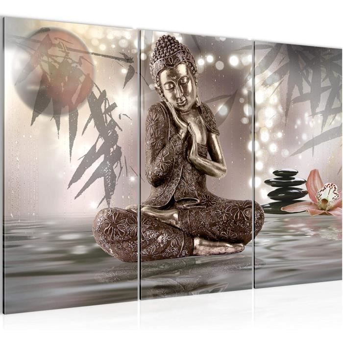 Bouddha Feng Shui Tableau Murale Impression sur Toile Intissee 5 Parties Spa Zen Beige Chambre Salle 503453a