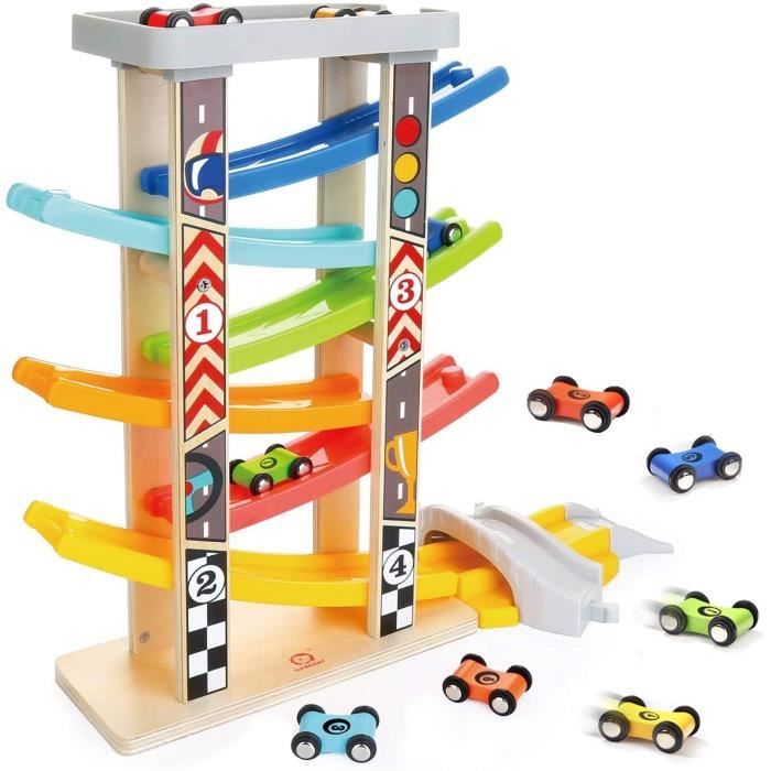 Circuit De Course à Pneu Et Loopings – 6 Voitures 1:64, 2 Rampes, Boîte De Rangement – Dès 3 Ans