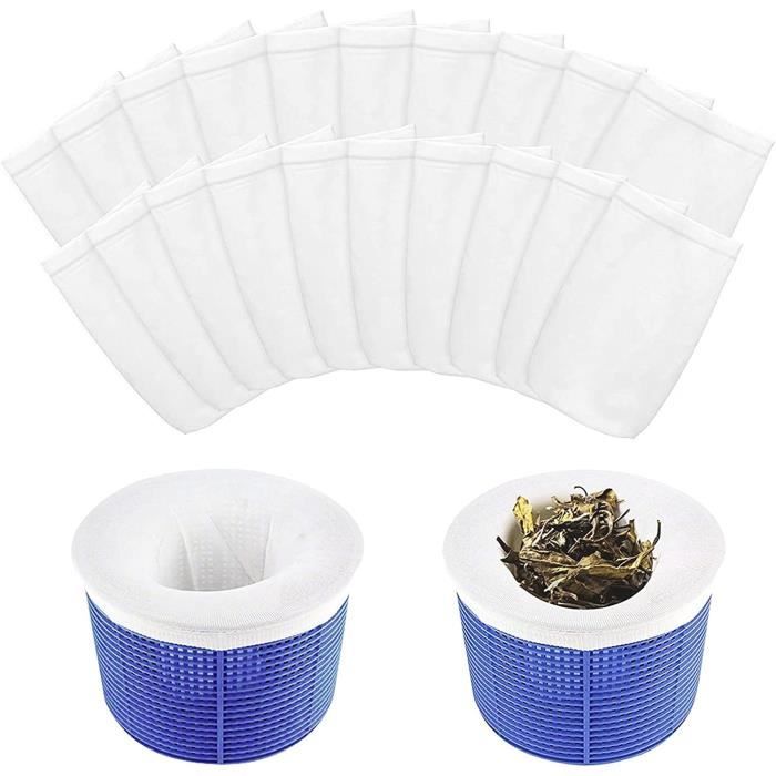 Lot De 20 Chaussettes Filtres Pour Skimmer De Piscine - Nylon Élastique | Outus Blanc