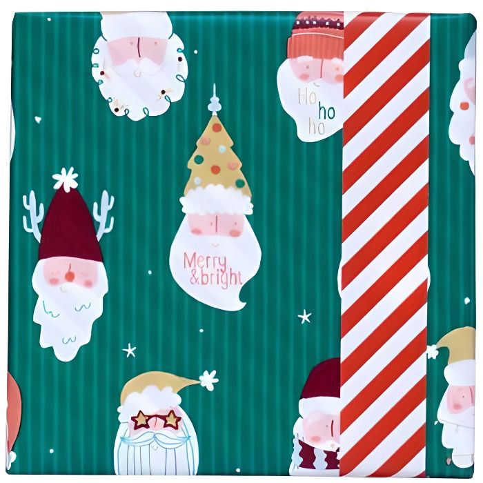 Rouleau de papier cadeau Père Noël 3 mètres Bleu Cdiscount Beaux